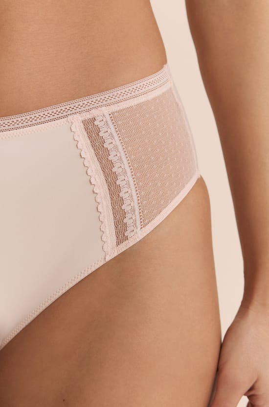 Culotte midi avec d&eacute;tails en dentelle;${refinementColor}