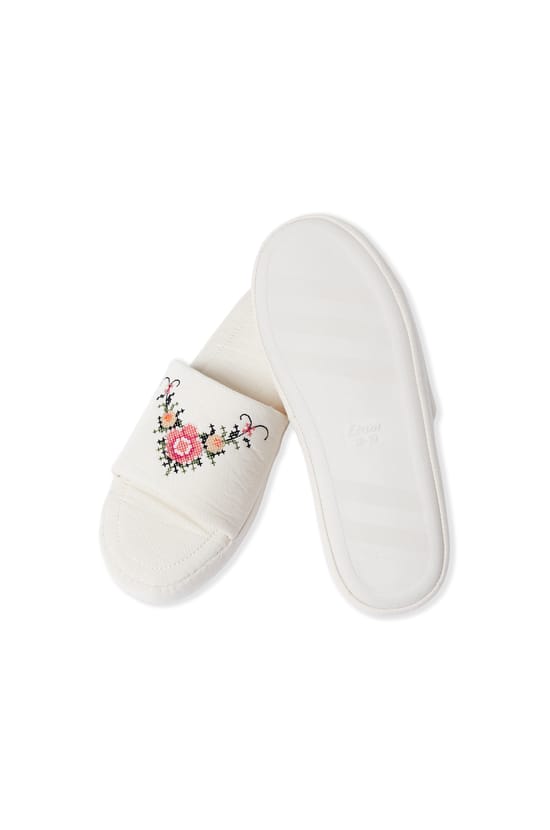 Chaussons tongs en coton &agrave; motif floral;${refinementColor}
