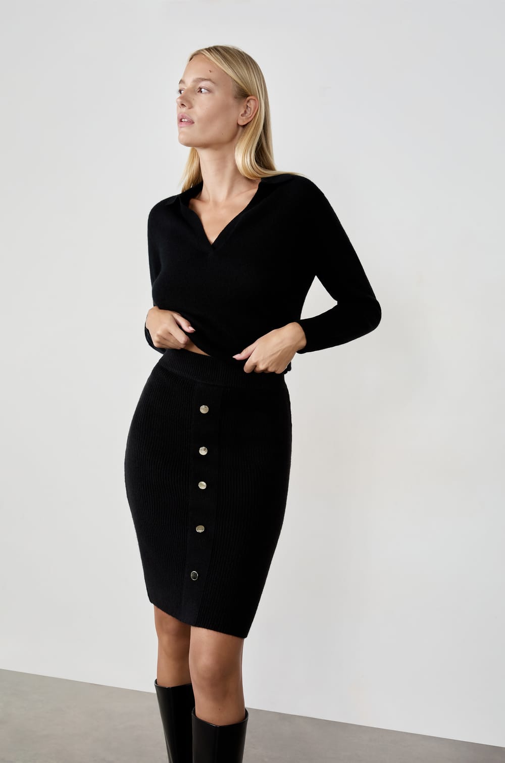 Jupe midi boutonn&eacute;e;${refinementColor}