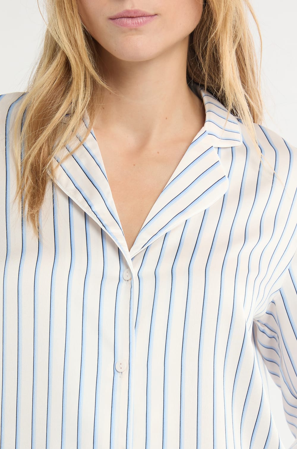 Camisa de pijama de rayas de sat&eacute;n;${refinementColor}