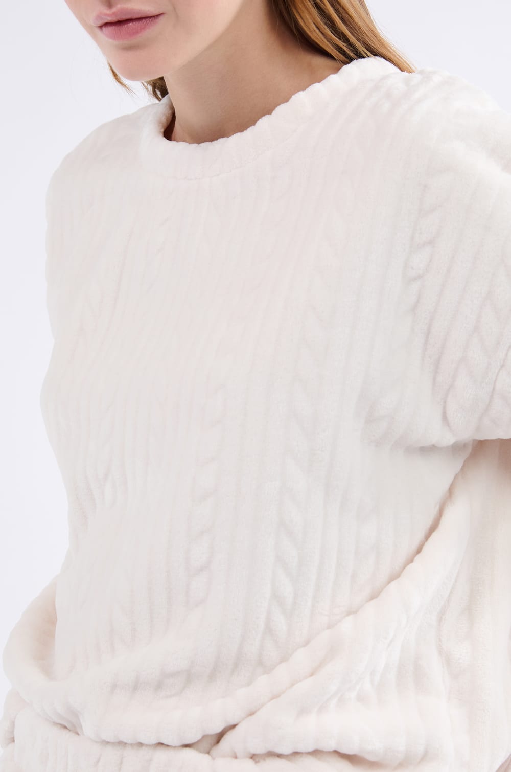 Pyjama Sweatshirt mit Samt-Effekt;${refinementColor}