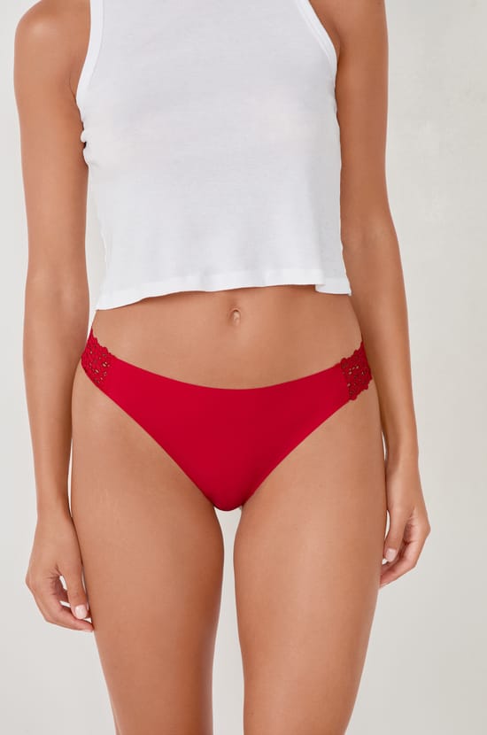 Microfiber And Lace Bikini;${refinementColor}