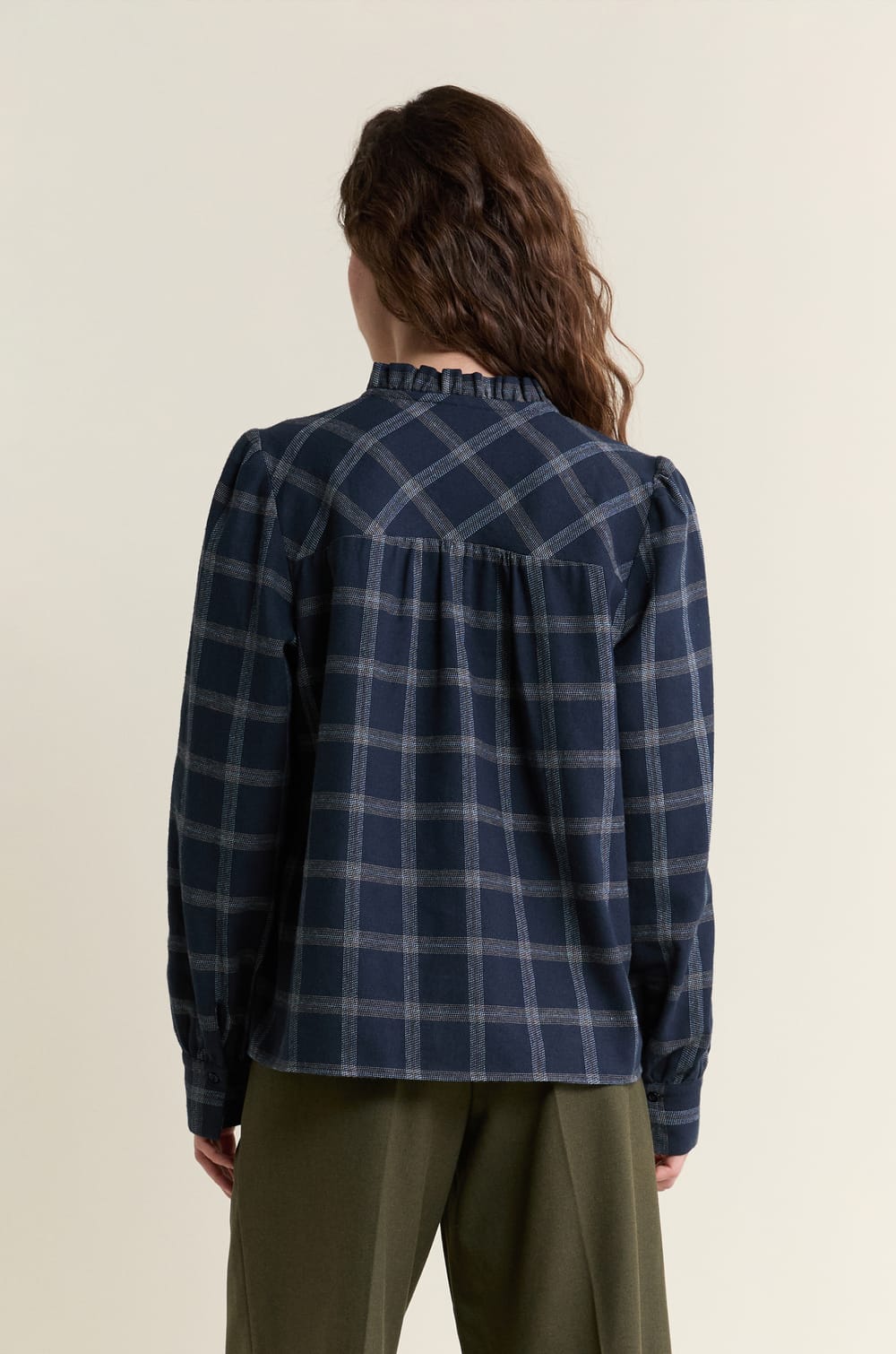 Blouse en coton &agrave; carreaux;${refinementColor}