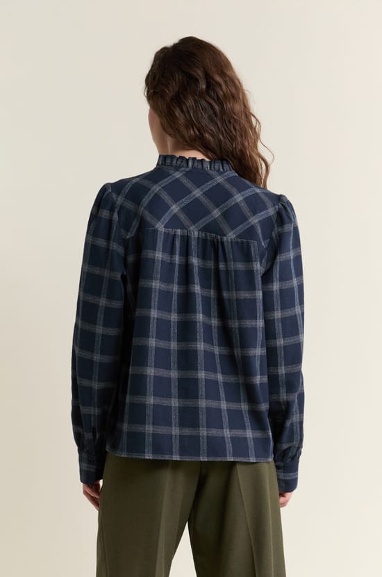 Blouse en coton &agrave; carreaux;${refinementColor}