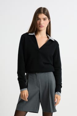 Pull col polo en cachemire;${refinementColor}