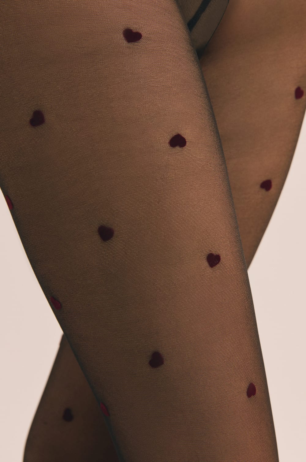 Collant transparent &agrave; motifs c&oelig;urs - 15 Deniers;${refinementColor}
