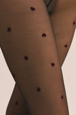 Collant transparent &agrave; motifs c&oelig;urs - 15 Deniers;${refinementColor}