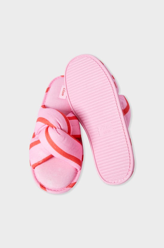Pantuflas abiertas de rayas;${refinementColor}