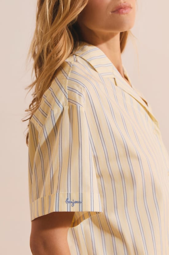 Chemise de pyjama en coton &agrave; rayures;${refinementColor}