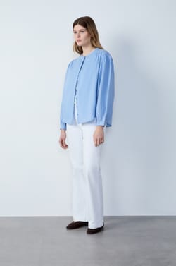 Cotton shirt with puff sleeves;${refinementColor}