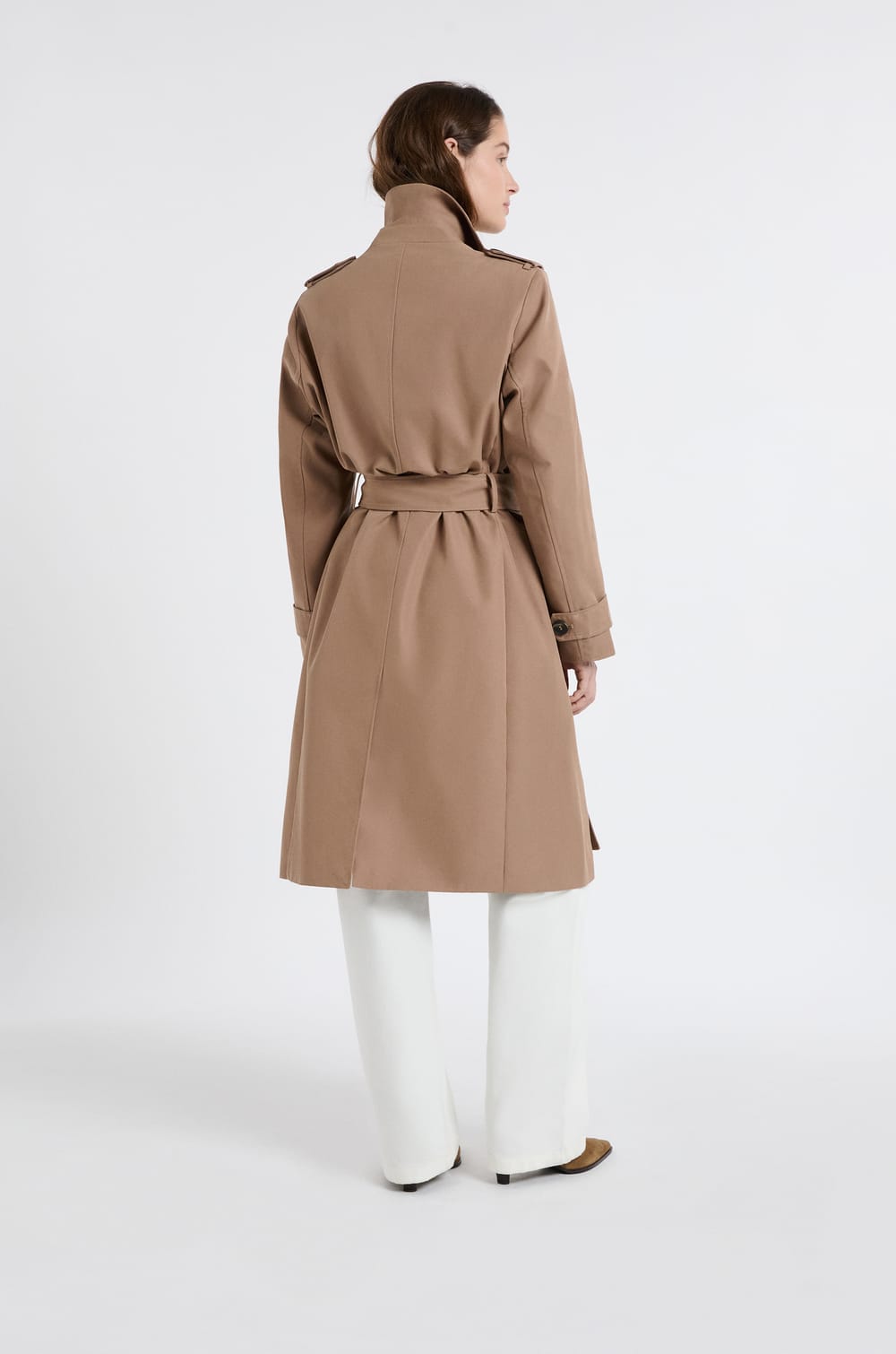 Trench long avec ceinture avec coton;${refinementColor}