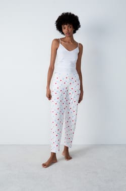 Pantalon de pyjama en coton à cœurs;${refinementColor}