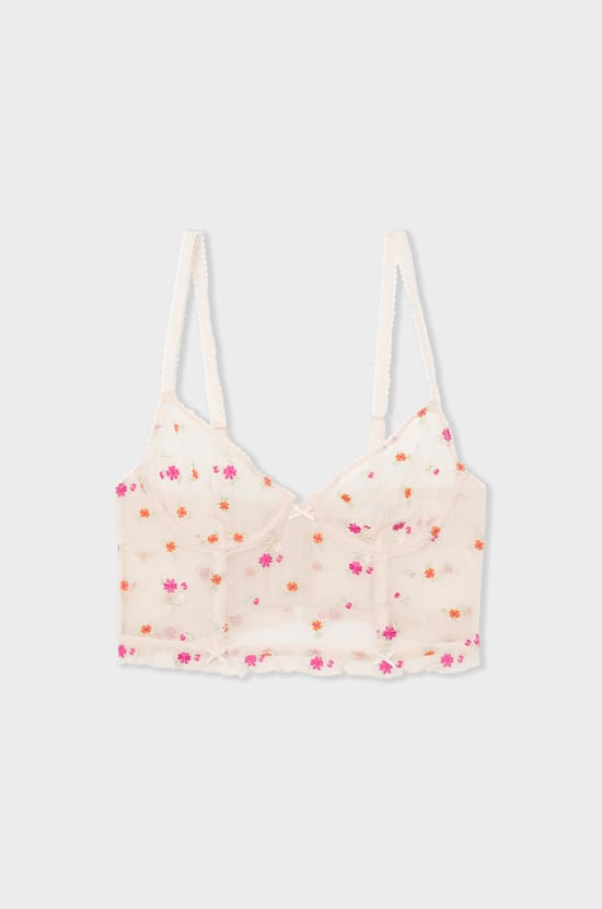 Bustier Bra with Embroidery;${refinementColor}