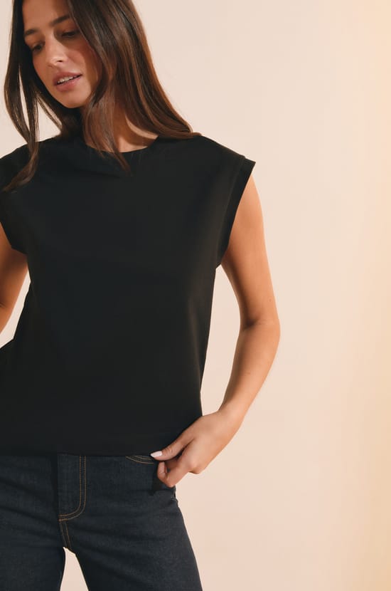 T-shirt sans manches en coton;${refinementColor}