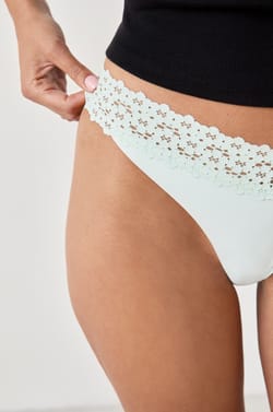 V-shape Microfibre and Lace Tanga;${refinementColor}