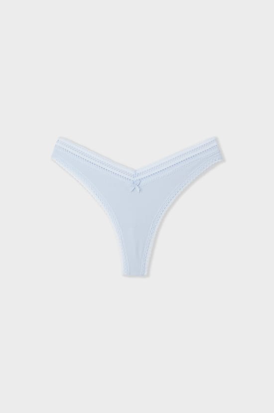 V-shape Tanga in Microfiber and Lace;${refinementColor}