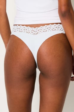 V-shape Tanga in Microfibre and Lace;${refinementColor}