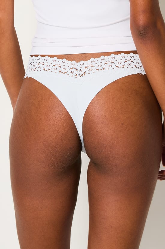 V-shape Tanga in Microfibre and Lace;${refinementColor}