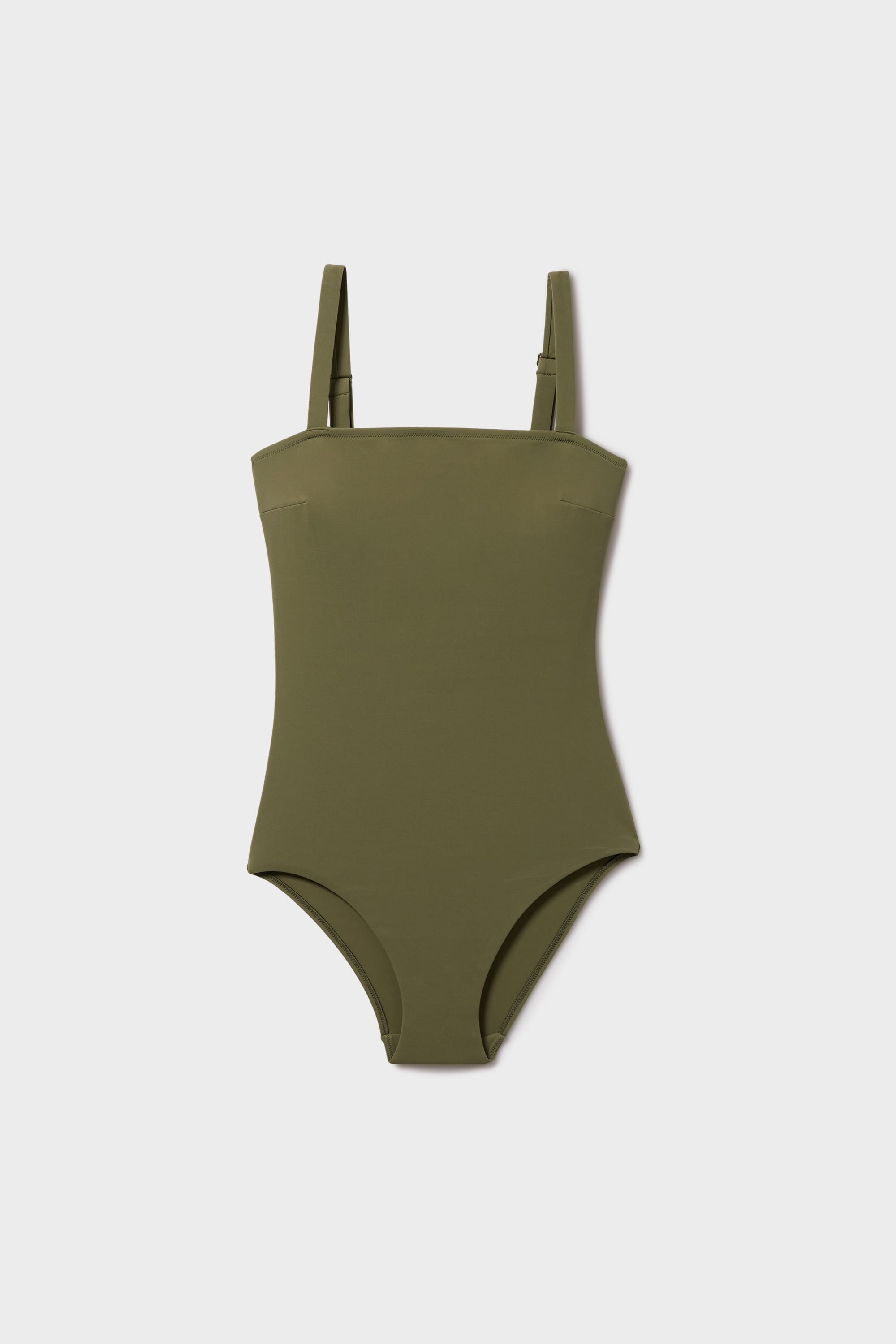 One-Piece Swimsuit with Square Neckline - SCULPT - KAKI - ETAM