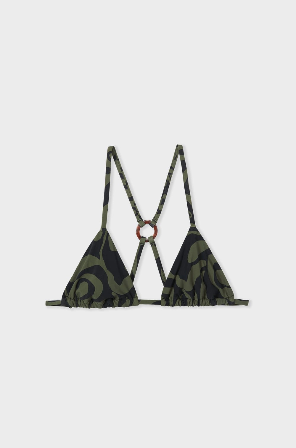 Patterned triangle bikini top;${refinementColor}
