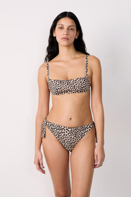 Leopard print Brazilian tie-side bikini bottom;${refinementColor}