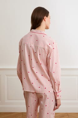 Striped And Heart Print Shirt With Cotton;${refinementColor}