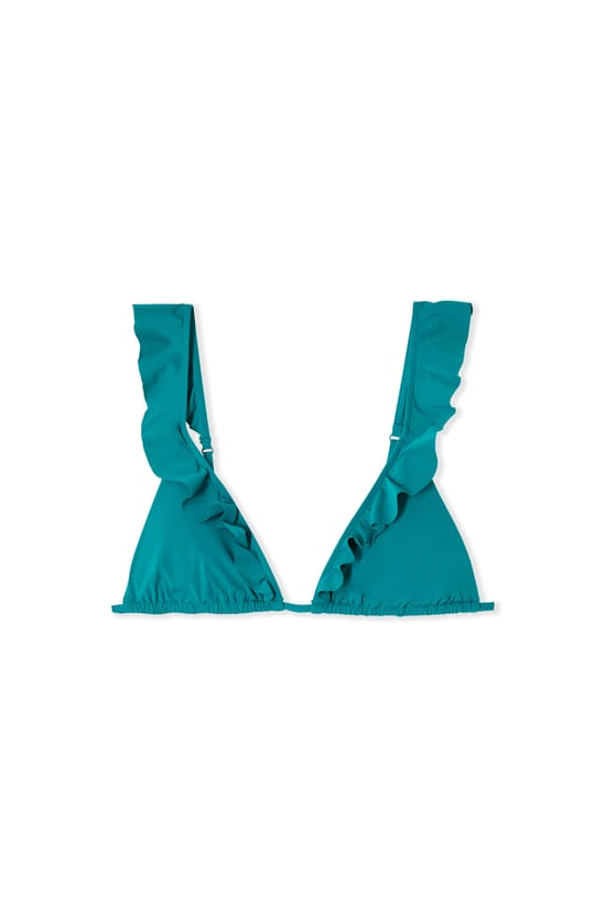 Bikini Top Triangle with Ruffles;${refinementColor}
