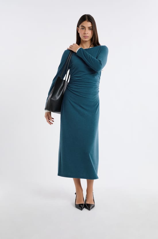 Long Dress with Boat Neckline;${refinementColor}