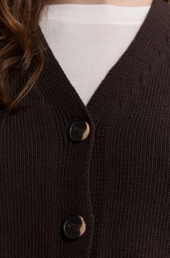 V-neck Cardigan with Cotton;${refinementColor}