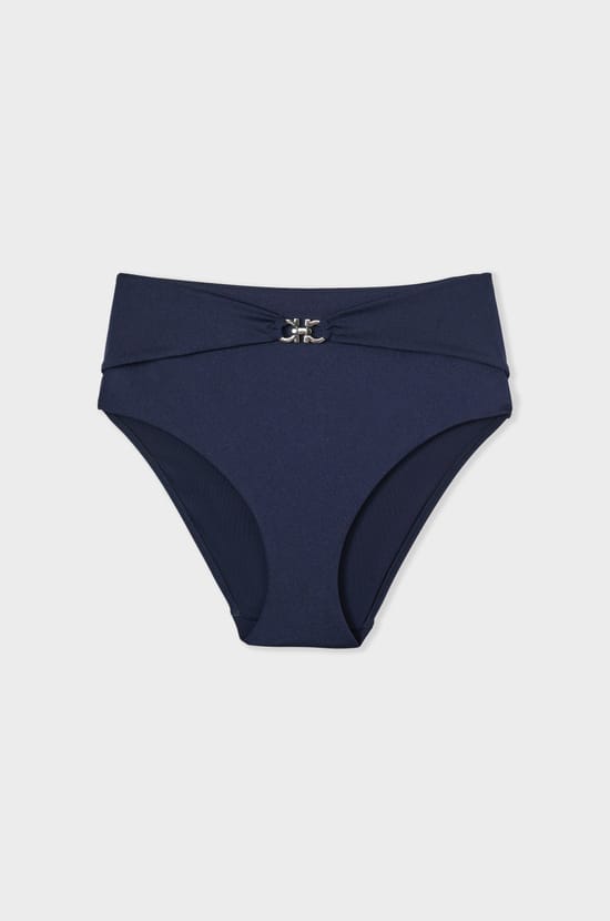 Culotte bikini taille haute bas de maillot détail bijou;${refinementColor}