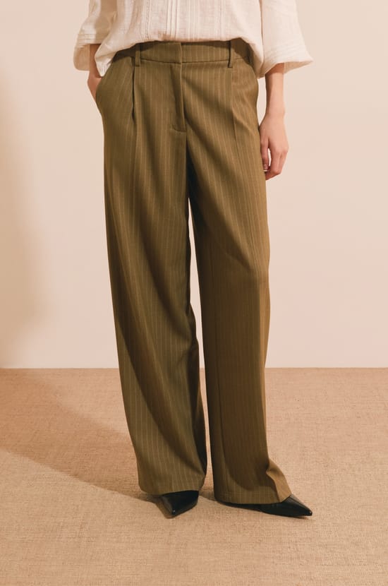 Pantalon droit &agrave; rayures;${refinementColor}