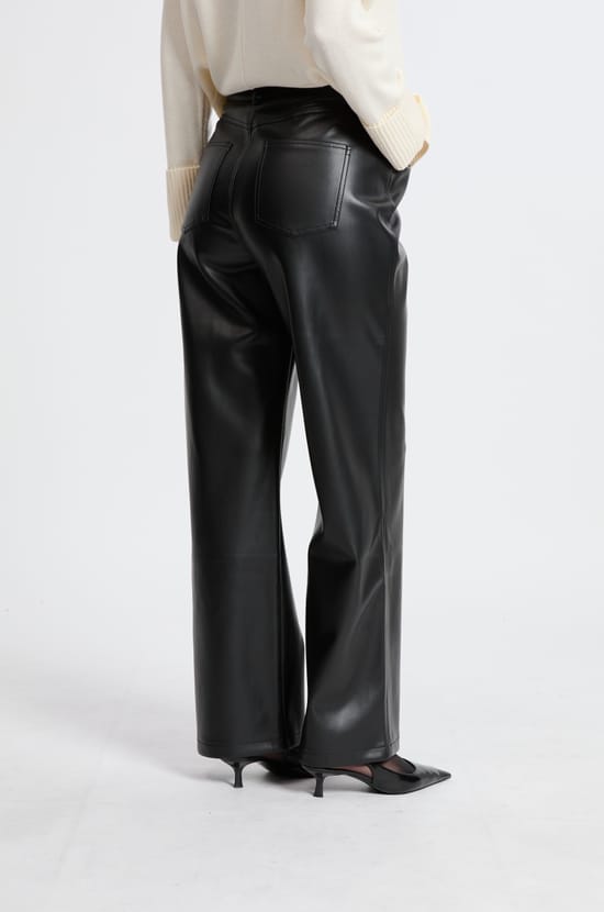Wide-Leg Faux Leather Trousers;${refinementColor}