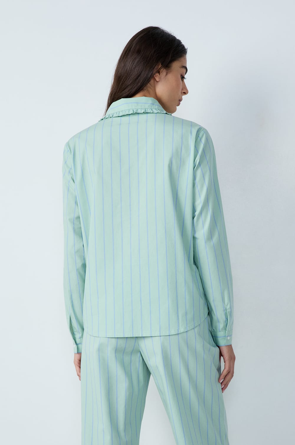 Cotton Striped Pyjama Shirt;${refinementColor}