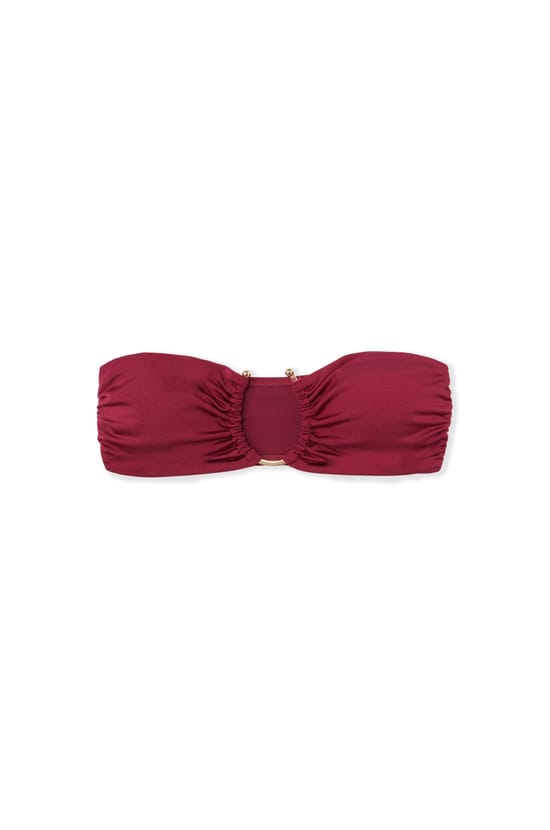 Strapless Bikini Top with Ring Detail;${refinementColor}