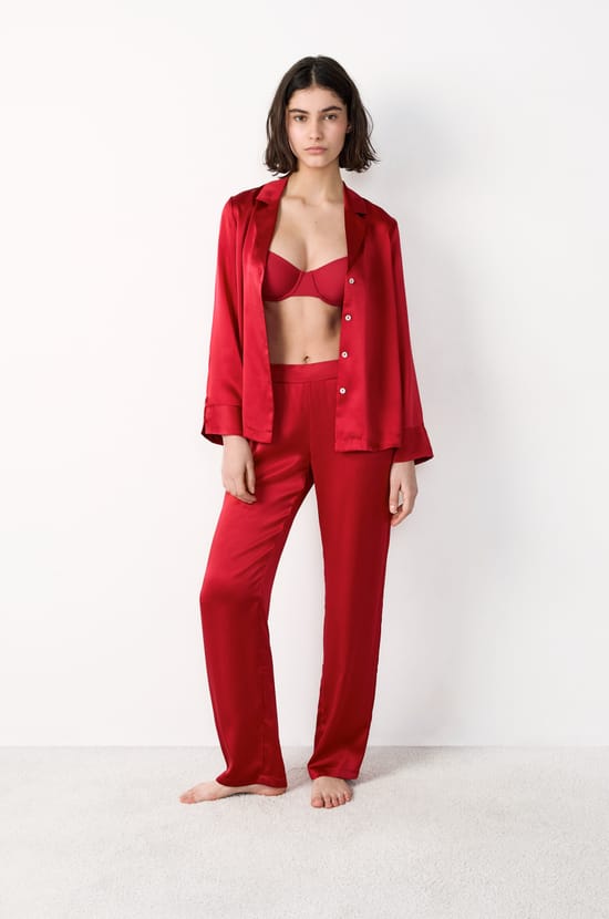 Pantalon de pyjama en soie;${refinementColor}