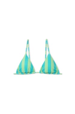Striped Triangle Bikini Top;${refinementColor}