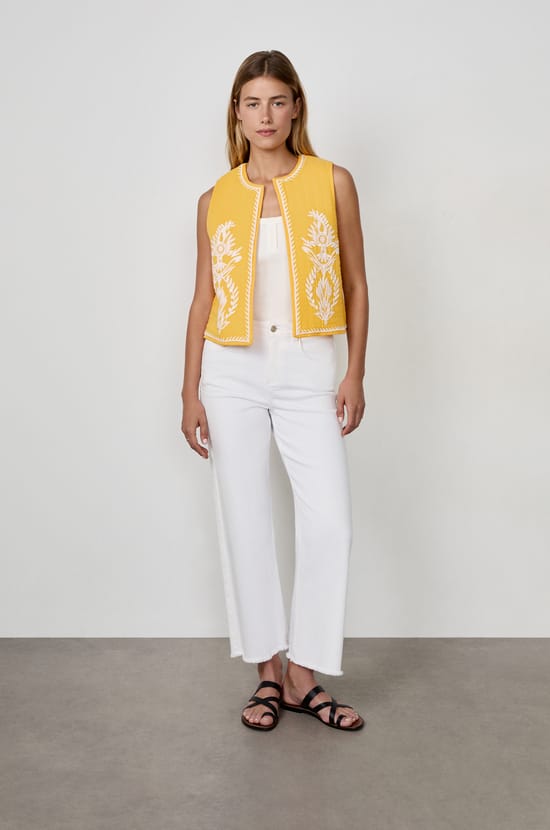 Embroidered Sleeveless Cardigan;${refinementColor}