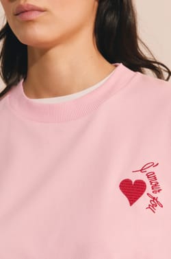 Cotton sweatshirt with heart motif;${refinementColor}