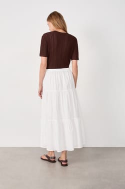 Jupe longue pliss&eacute;e en coton;${refinementColor}