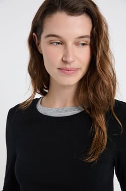 Long-sleeved round neck t-shirt with wool;${refinementColor}