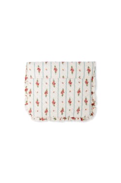 Trousse matelass&eacute;e en coton &agrave; motifs fleurs avec bords froufrou;${refinementColor}