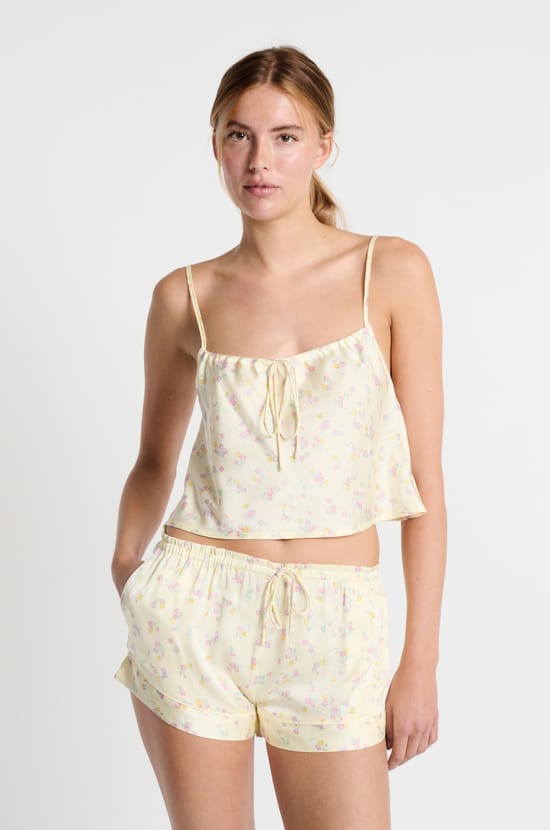 Geblümte Pyjama-Shorts;${refinementColor}