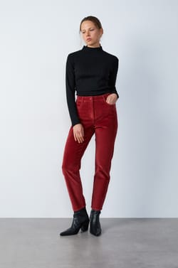 Straight-cut velvet trousers;${refinementColor}