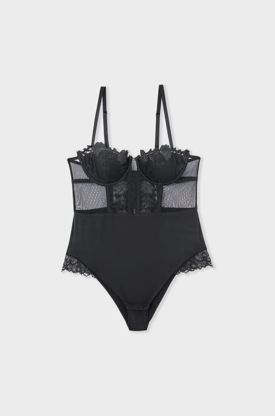 Bodysuit with embroidered cups;${refinementColor}