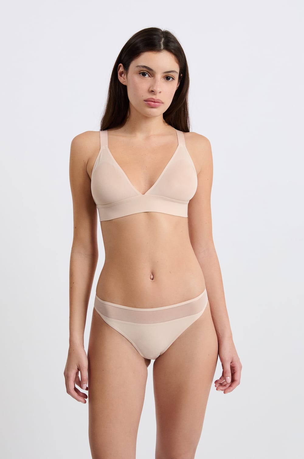 Soutien-gorge triangle sans armatures en tulle;${refinementColor}