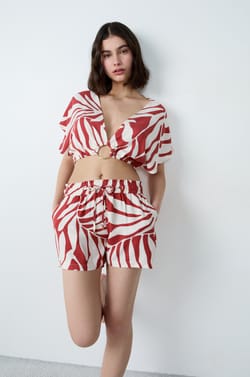 Printed Pyjama Shorts;${refinementColor}