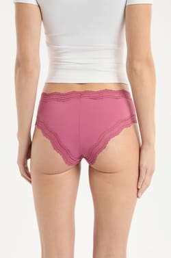 Braga culotte con bordes de encaje en microfibra;${refinementColor}