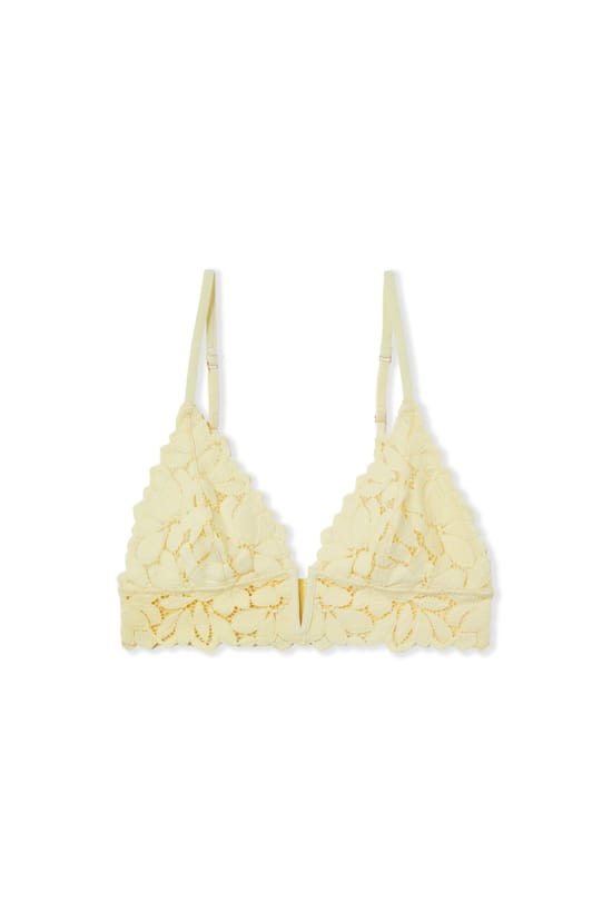 Soutien-gorge triangle avec dentelle;${refinementColor}