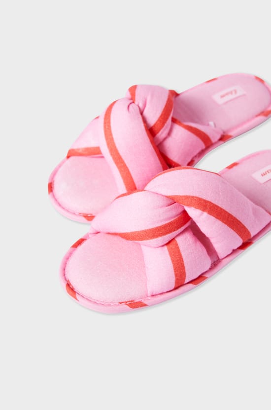 Pantuflas abiertas de rayas;${refinementColor}
