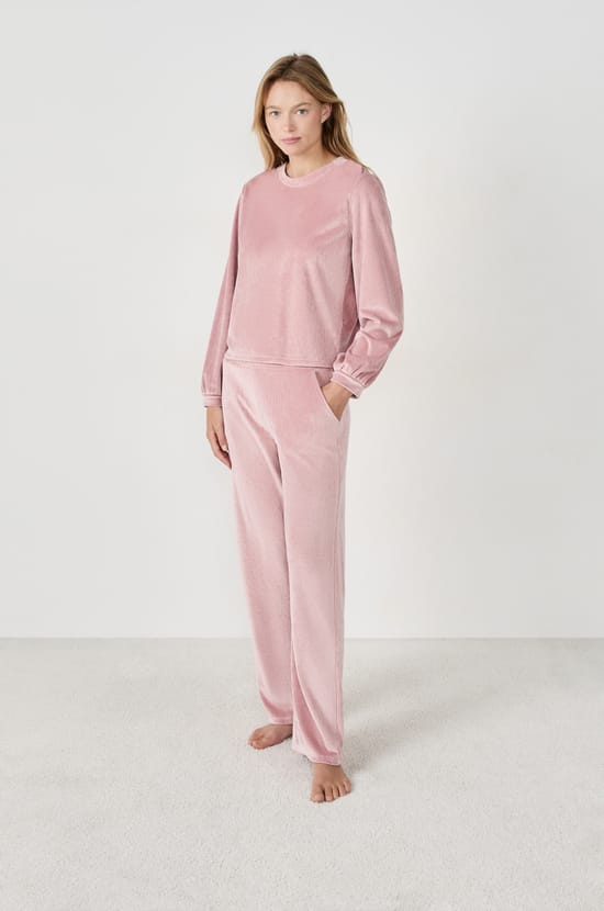 Pantalon de pyjama effet velours;${refinementColor}